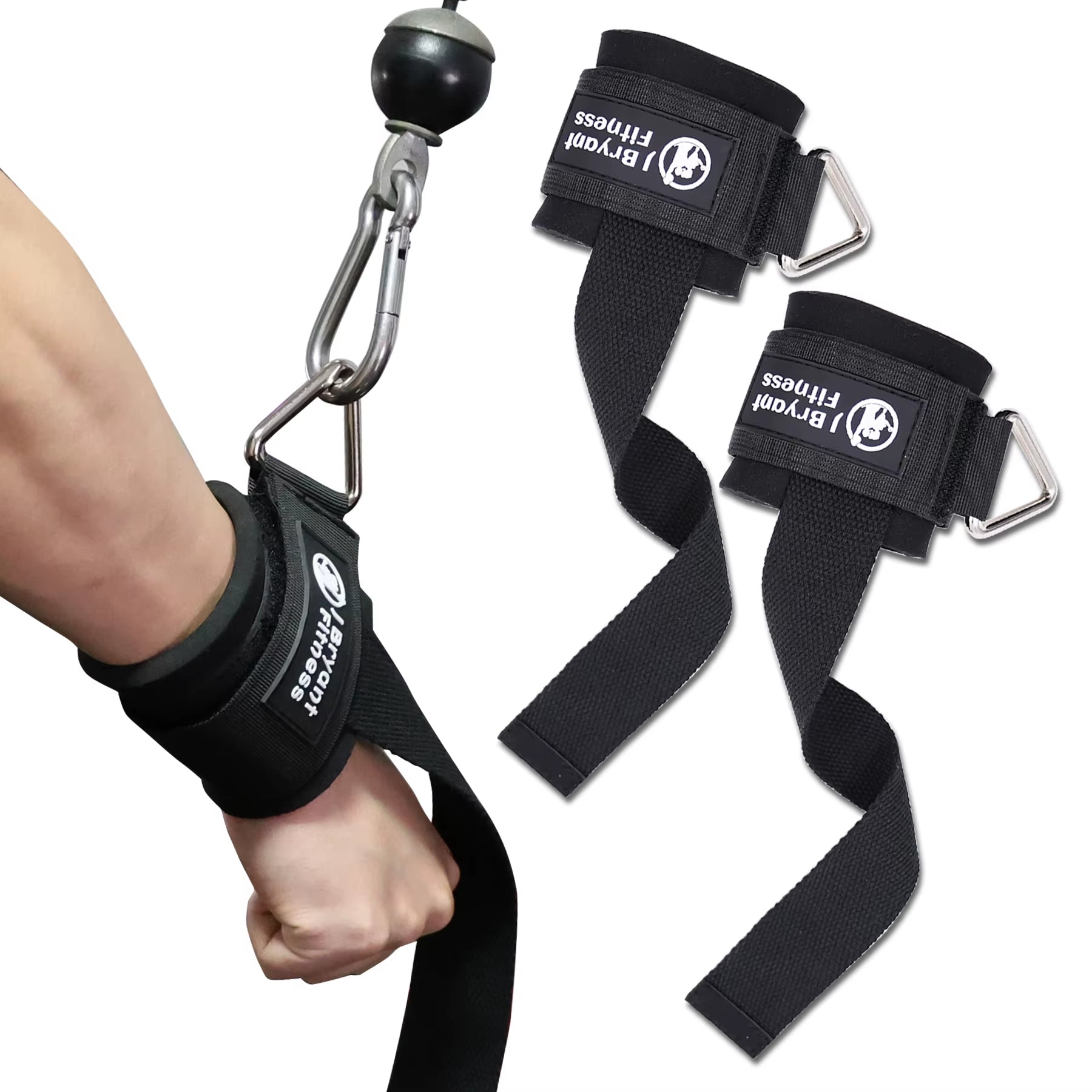 Adjustable Padded Wrist Cuffs with Ring for Weightlifting and Cable Machine Workouts - 1 Pair