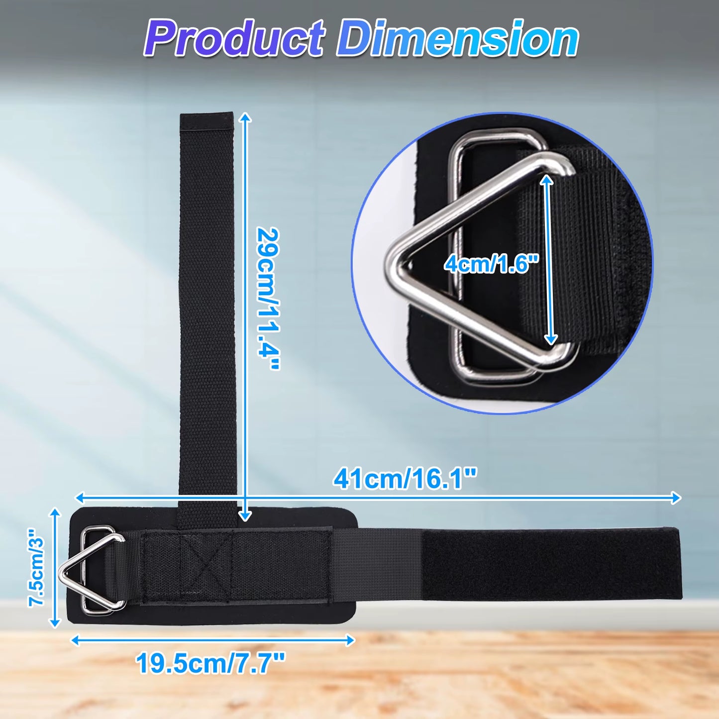 Adjustable Padded Wrist Cuffs with Ring for Weightlifting and Cable Machine Workouts - 1 Pair