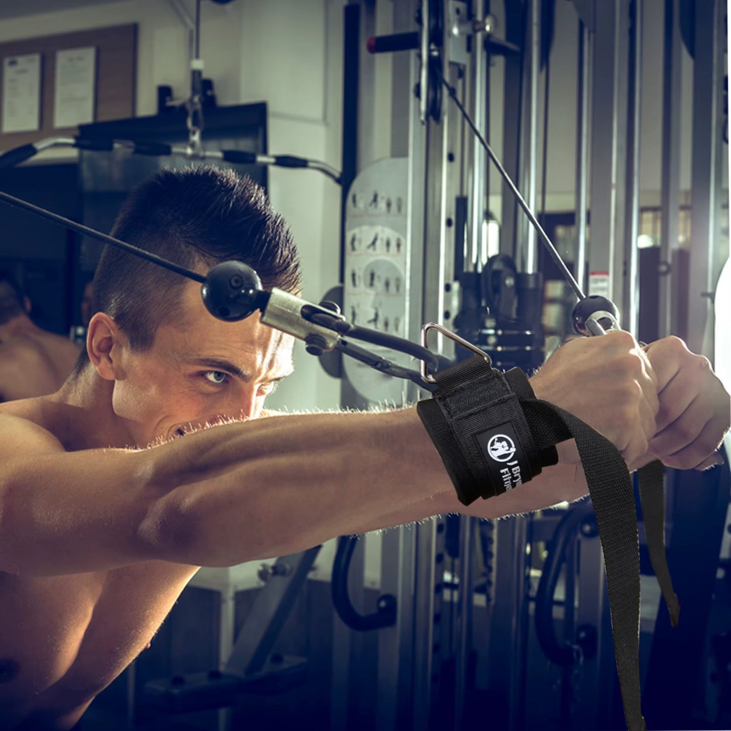 Adjustable Padded Wrist Cuffs with Ring for Weightlifting and Cable Machine Workouts - 1 Pair