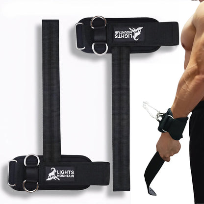 Adjustable Padded Wrist Cuffs with Ring for Weightlifting and Cable Machine Workouts - 1 Pair