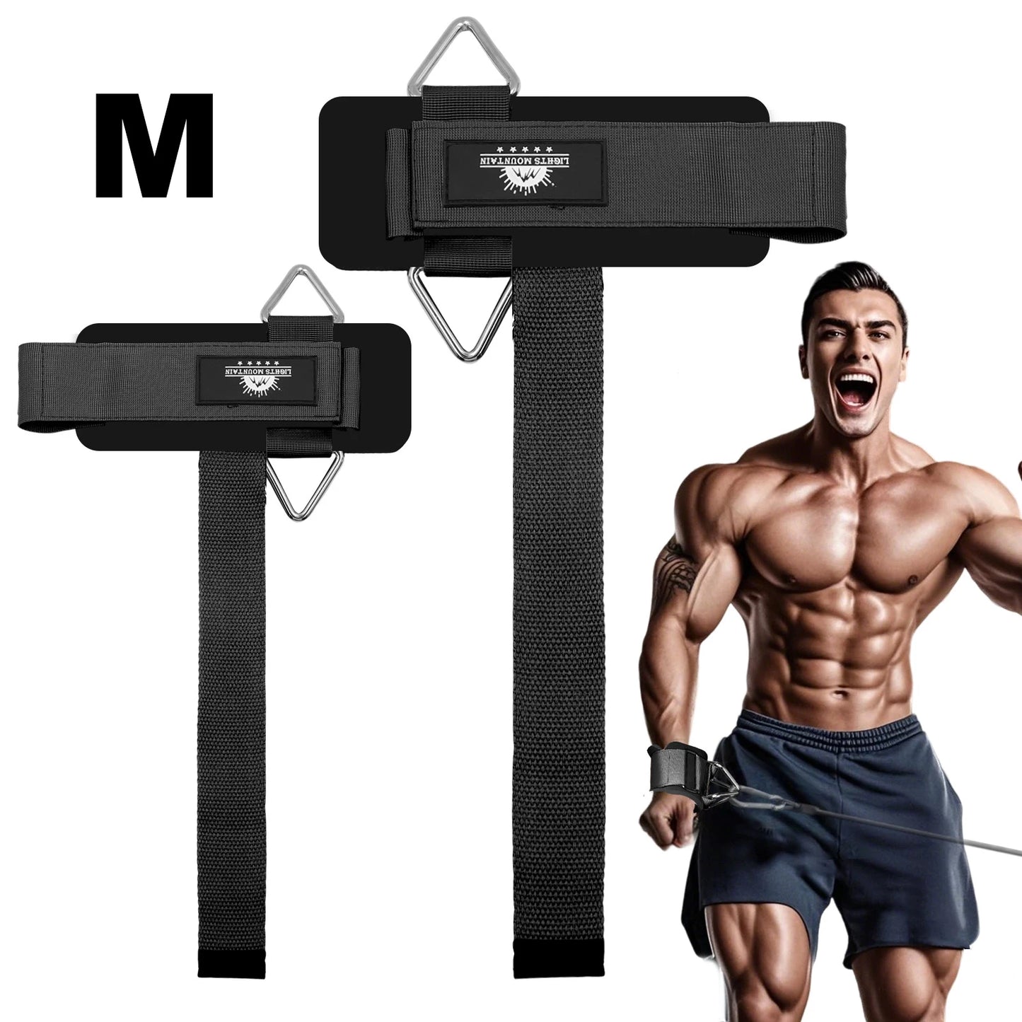 Adjustable Padded Wrist Cuffs with Ring for Weightlifting and Cable Machine Workouts - 1 Pair
